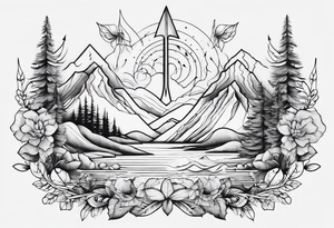 four elements fine linework arrows tattoo idea