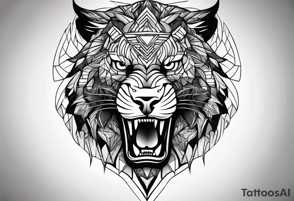 A beast face for the central zone of the knee tattoo idea