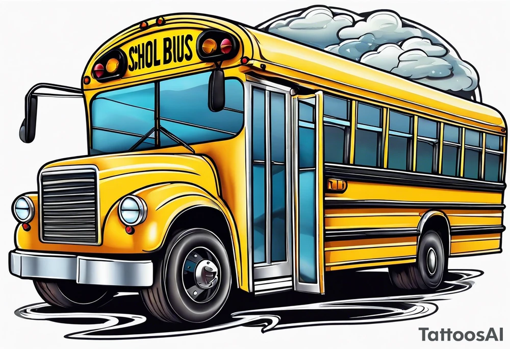 school bus with wings tattoo idea