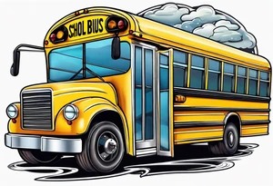 school bus with wings tattoo idea