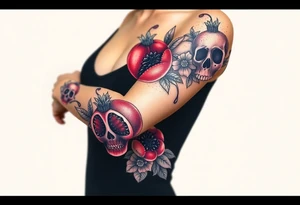 Pomegranate and skulls tattoo idea