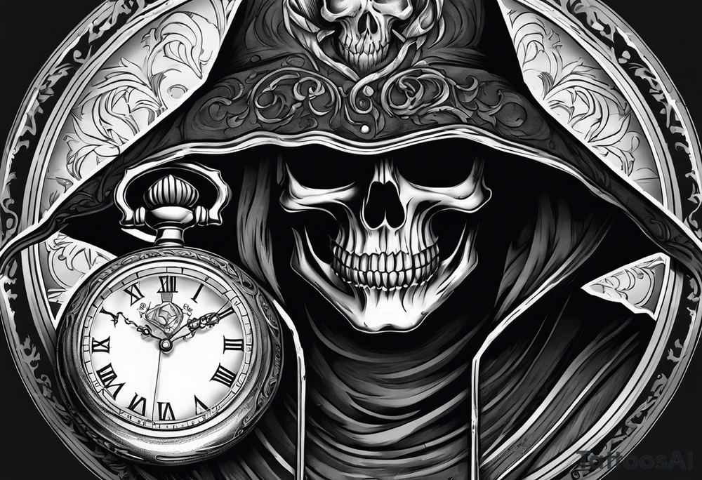 Grim reaper with a pocket watch tattoo idea