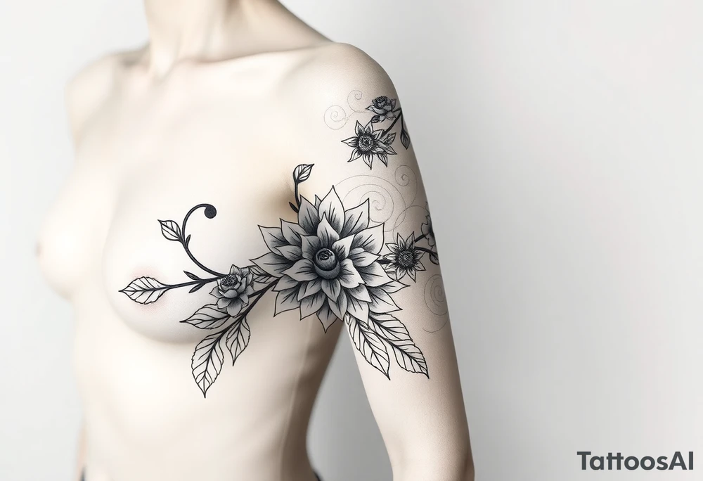 Hourglass roses sunflower dragon tattoo idea