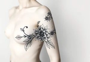 Hourglass roses sunflower dragon tattoo idea