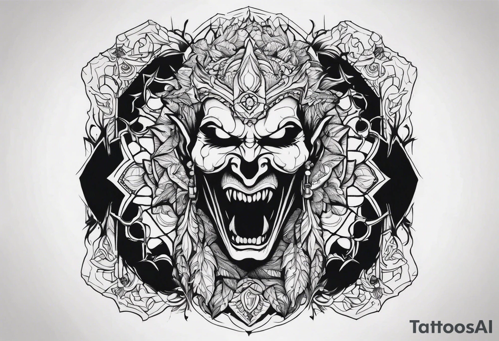 horror themed god struggling tattoo idea
