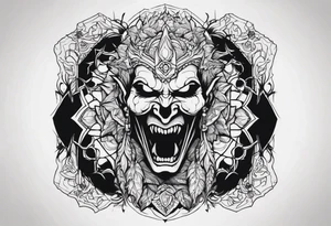 horror themed god struggling tattoo idea