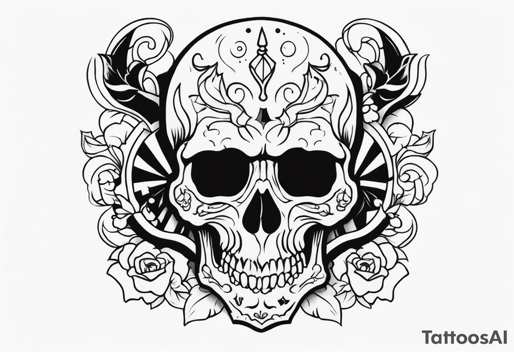 Creepy skull tattoo idea