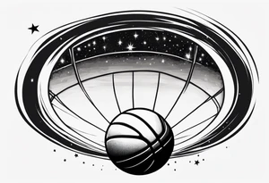 Basketball as a shooting star in a black hole that’s a basketball hoop tattoo idea