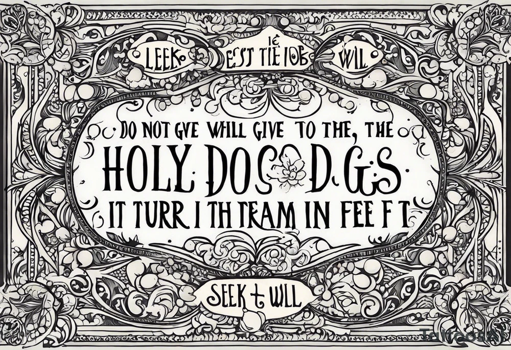 This bible verse: "Do not give what is holy to the dogs; nor cast your pearls before swine, lest they trample them under their feet, and turn and tear you in pieces. "Ask, and it will be given to you; seek, and you will find; knock, and it will be opened to you. tattoo idea