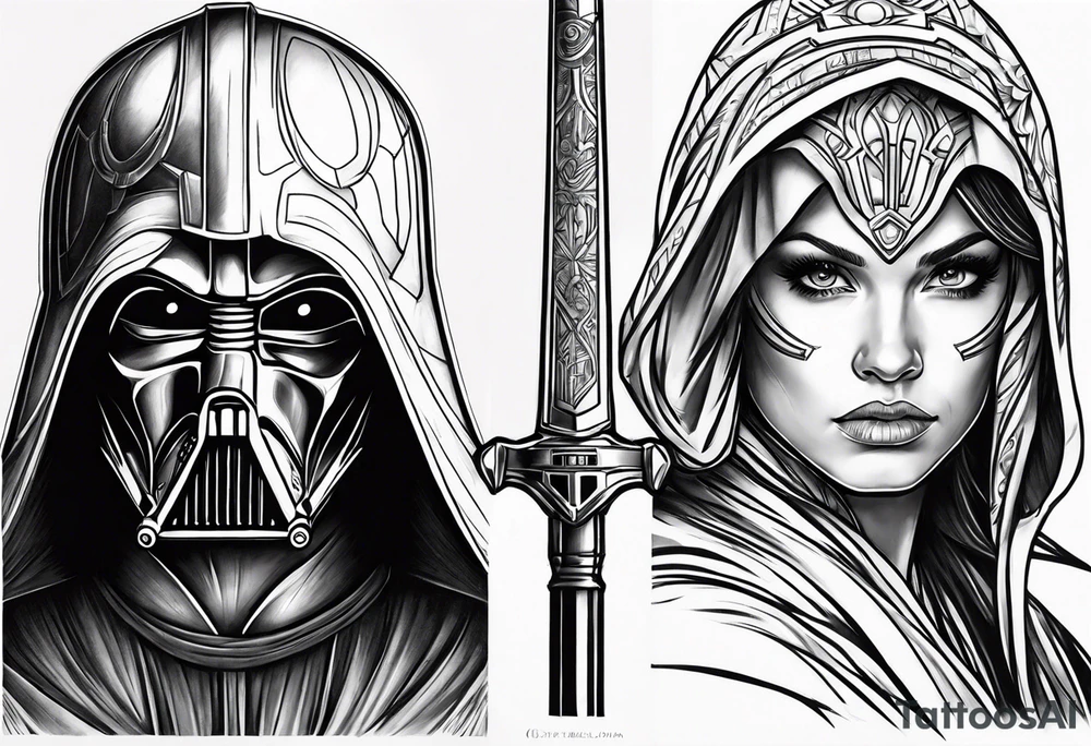 Star Wars Jedi vs sith tattoo idea