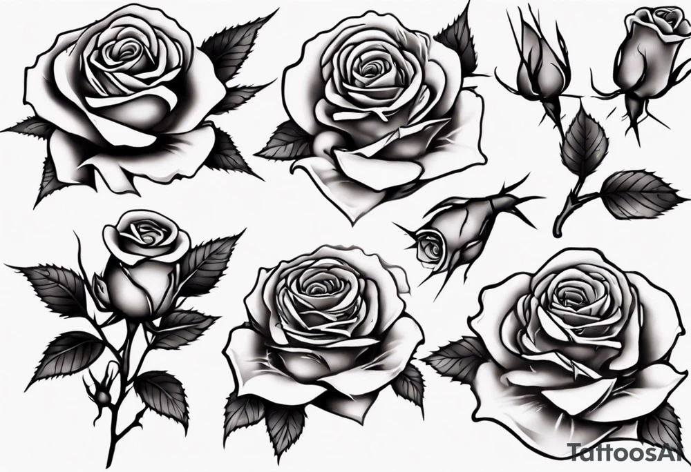 bleeding rose without stem flowers and only thorns tattoo idea