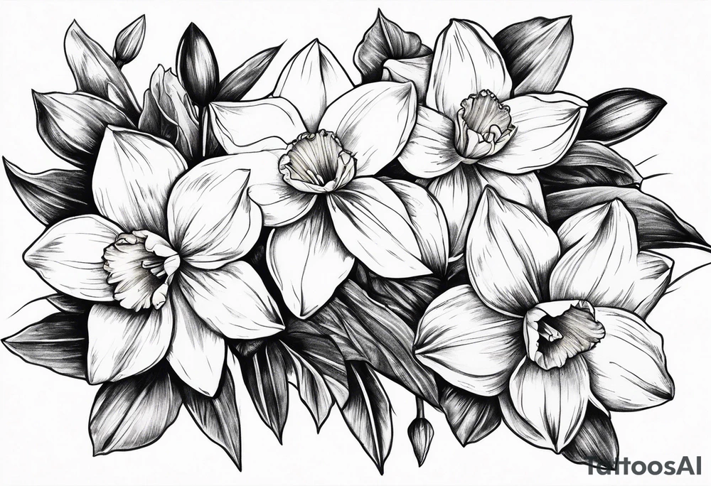 Narcissus floral bouquet tattoo idea