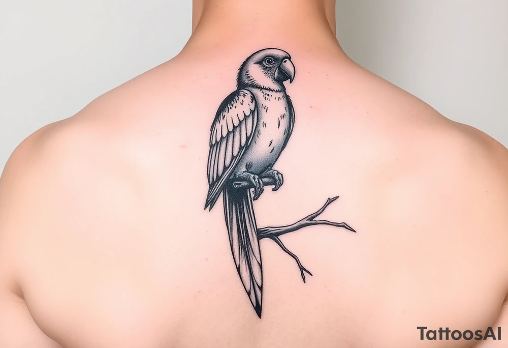 I want a tattoo with a parrot sitting on a tree tattoo idea