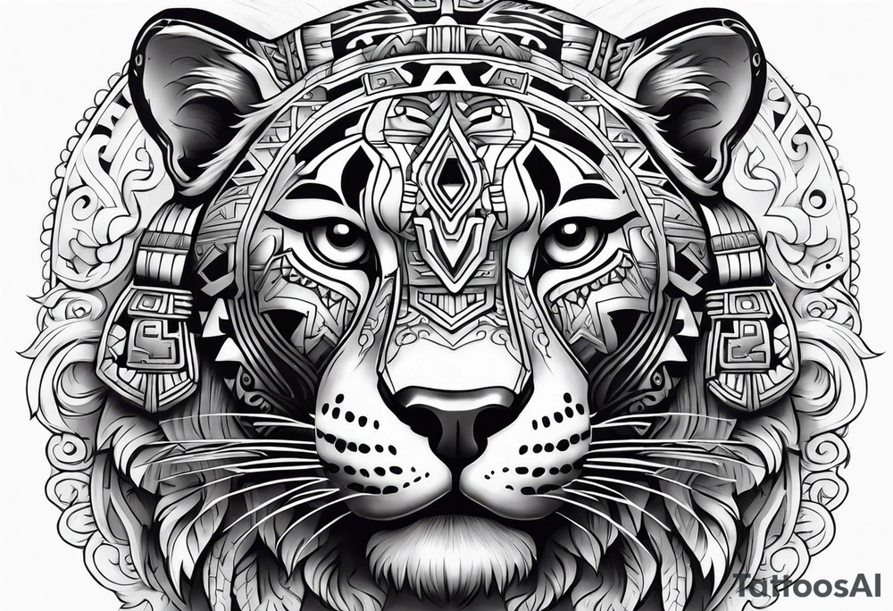 aztec jaguar stone tattoo idea