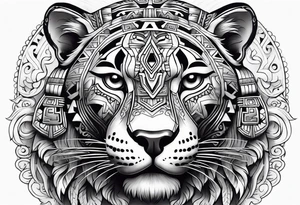 aztec jaguar stone tattoo idea