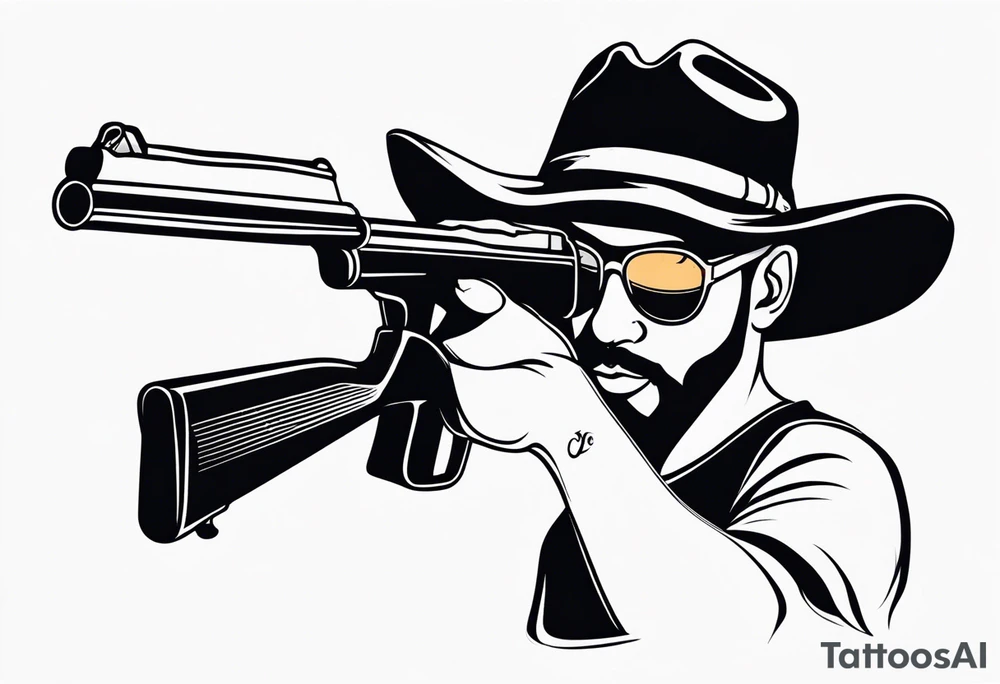 capricorn with sunglasses and shotgun tattoo idea