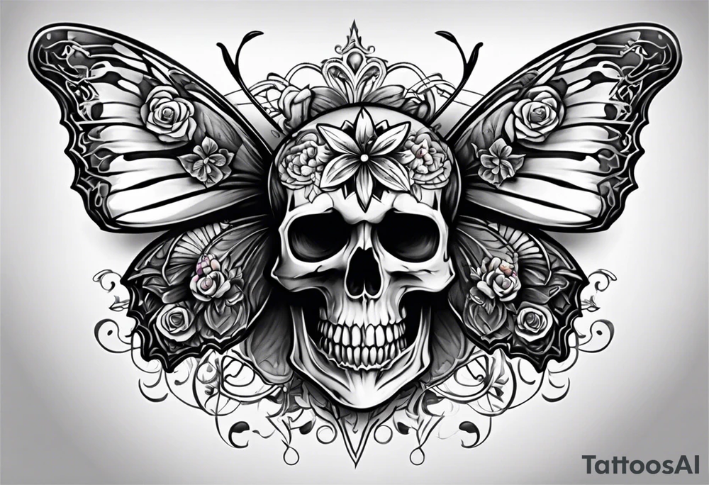 Skull butterfly tattoo idea