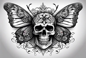 Skull butterfly tattoo idea