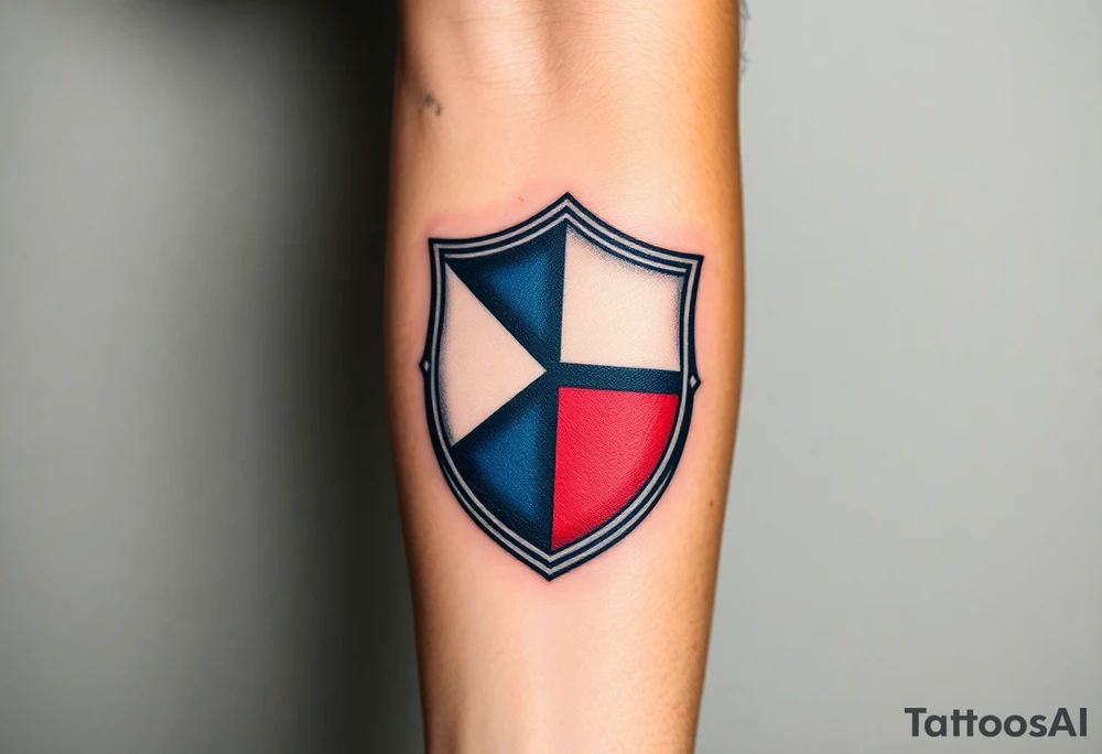 A medieval knight’s shield featuring the Czech flag’s colors, symbolizing strength and heritage tattoo idea