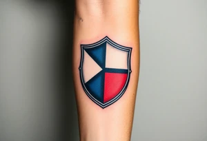 A medieval knight’s shield featuring the Czech flag’s colors, symbolizing strength and heritage tattoo idea