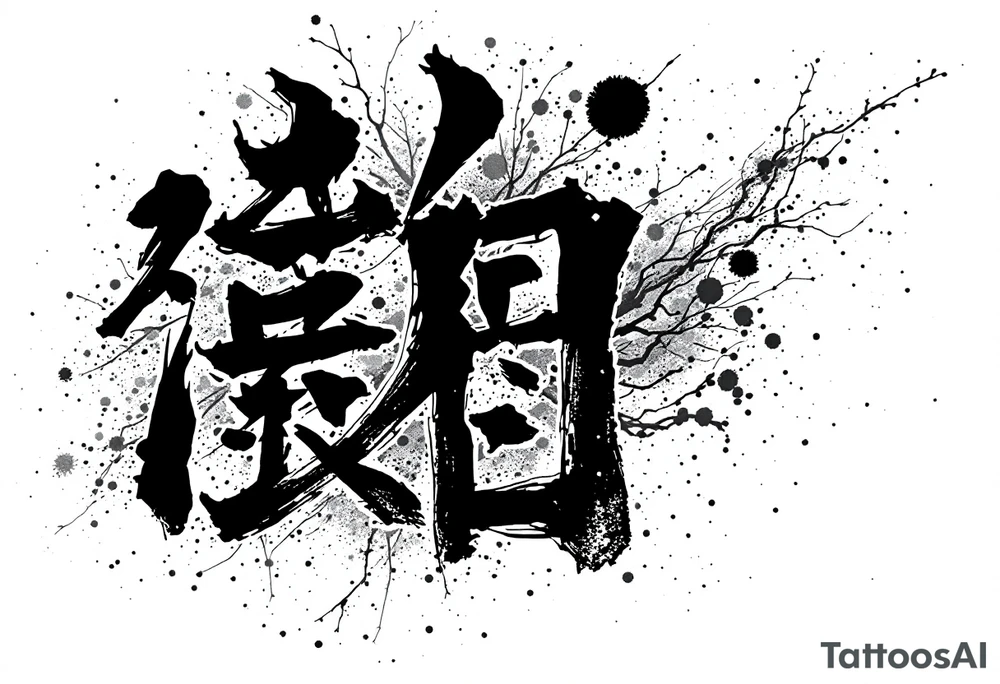 japanese kanji arranged like a shipping label sticker tattoo idea