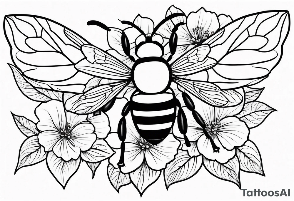 Hydrangea flower with a small bee tattoo idea