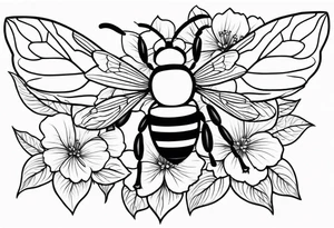Hydrangea flower with a small bee tattoo idea