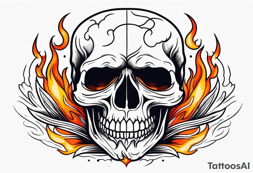 burning skull tattoo idea