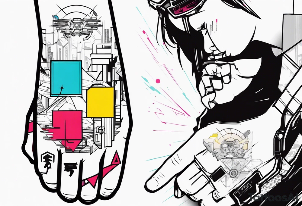 cyberpunk 2077, hand tattoo, tattoo idea