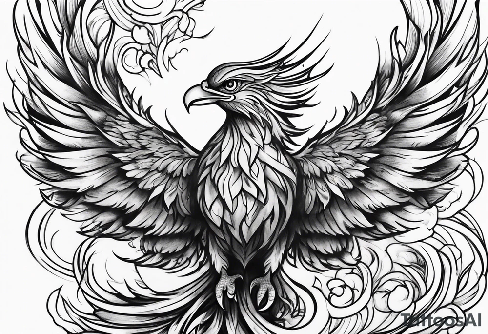 Phoenix rising from flames tattoo idea
