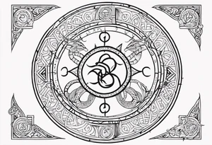 zodiac sigil gemini with a snake around it, viking and scandinavian style tattoo idea