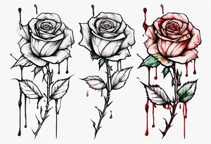 rose flower, one line, blood dripping from the flower, tall tattoo idea