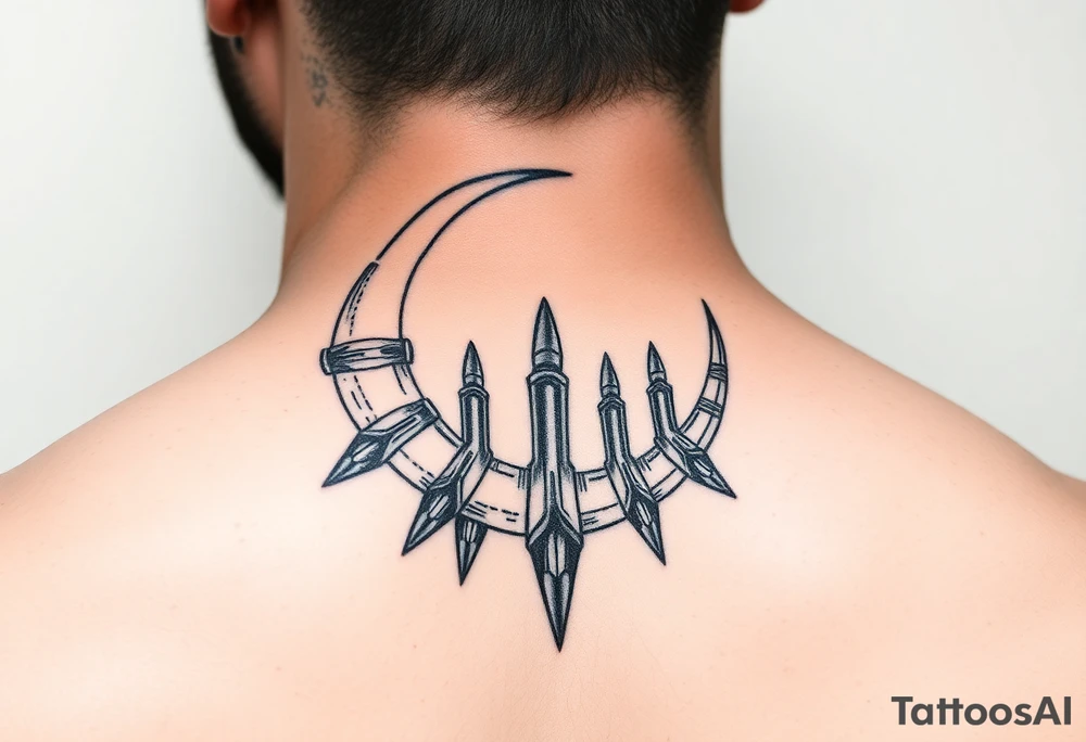 waxing crescent, bullets, music tattoo idea