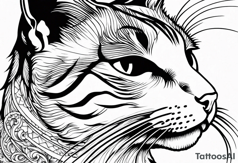side profile of a cat facing left tattoo idea