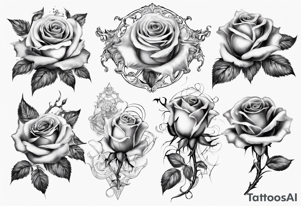 filagree chest tattoo. roses tattoo idea