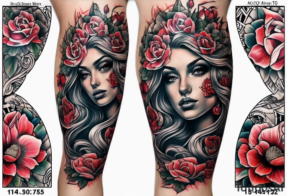 Memorial lower leg sleeve for mom tattoo idea
