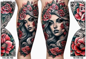 Memorial lower leg sleeve for mom tattoo idea