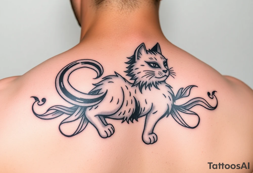 Neko symbolises love, courage, free spirit and prosperity tattoo idea