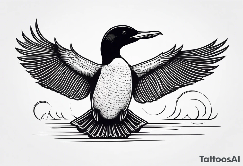 Loon with wings spread tattoo idea