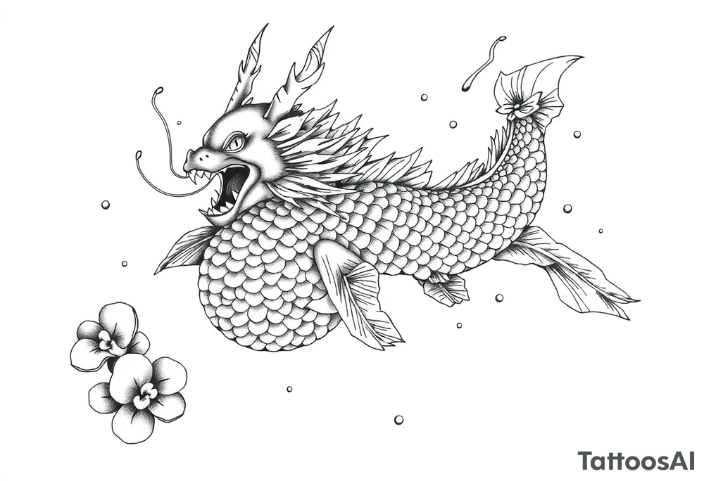 dragon koi fish in water tattoo idea