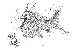 dragon koi fish in water tattoo idea