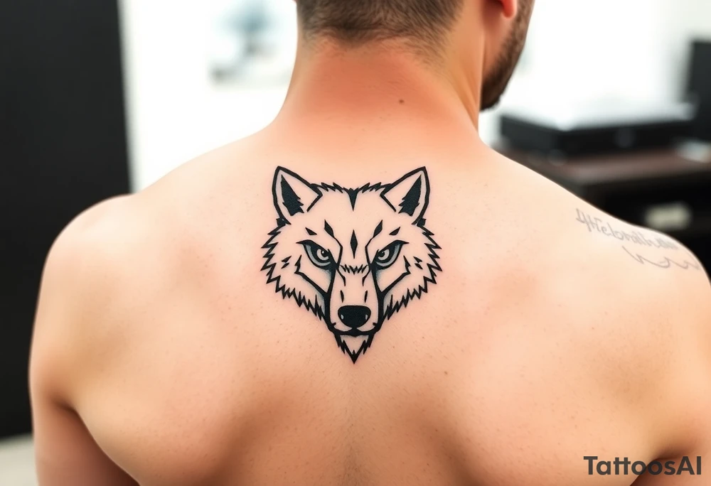 aggressive wolf head tattoo idea