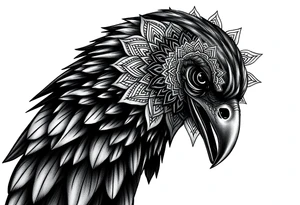black raven with mandala tattoo idea