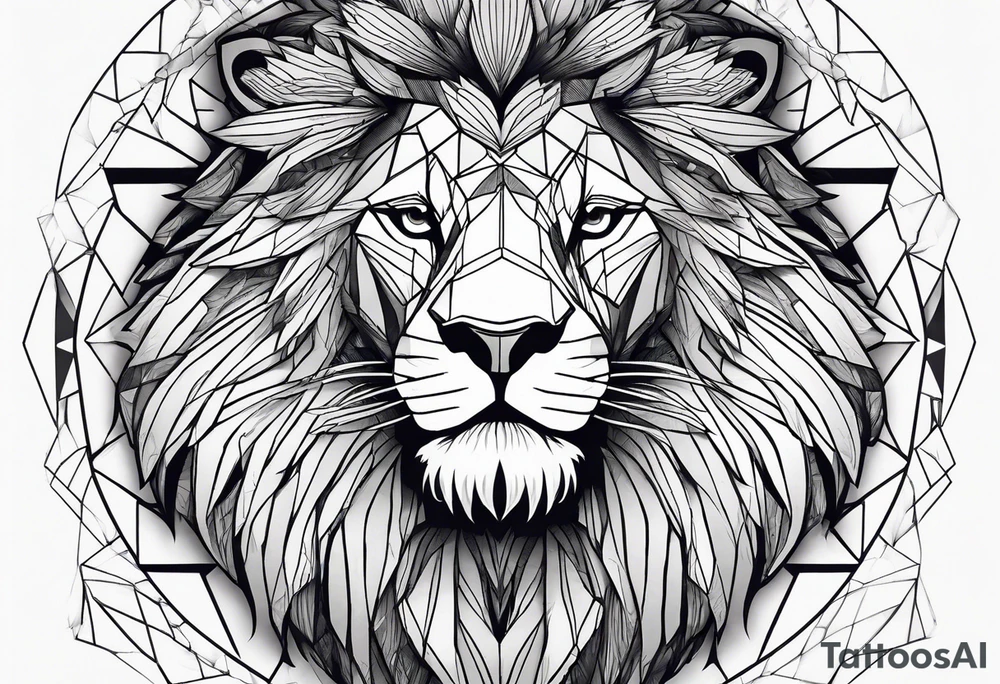 geometric lion tattoo tattoo idea