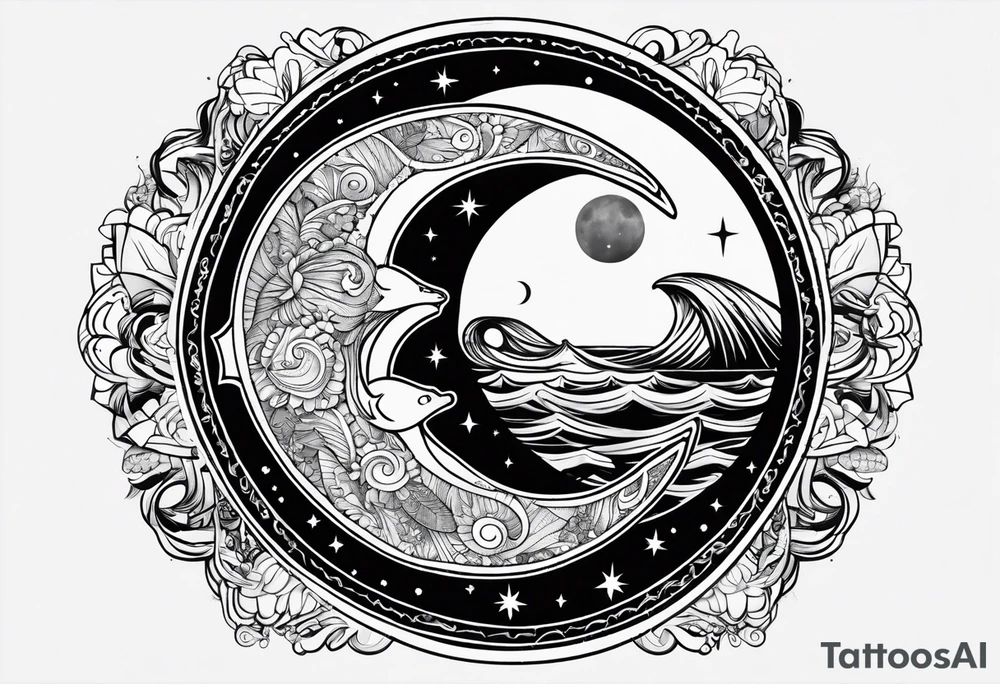 Pisces astrological symbol in a full moon tattoo idea Pisces astrological symbol in a full moon tattoo idea