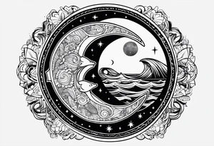 Pisces astrological symbol in a full moon tattoo idea