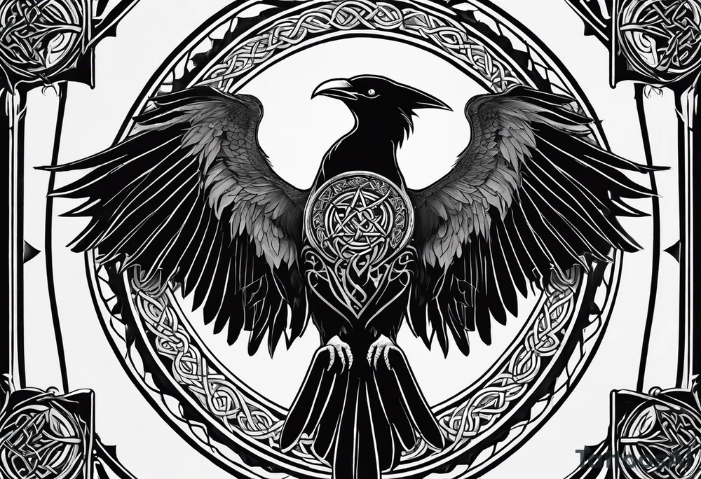 The morrigan, Irish goddess, raven, triple moon, battlefield, Celtic protection tattoo idea