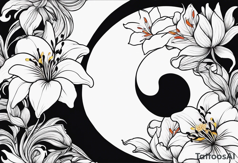 Yin Yang incorporated 
Lilies tattoo idea