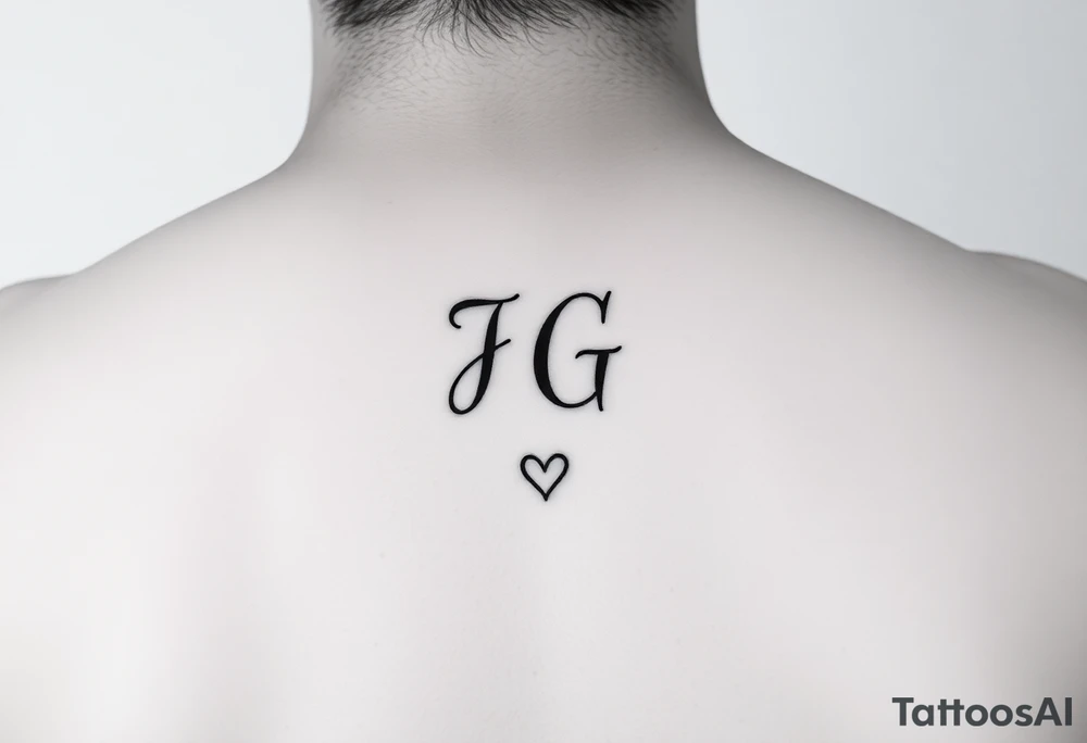 intials JG with a small heart at the bottom on the hips tattoo idea