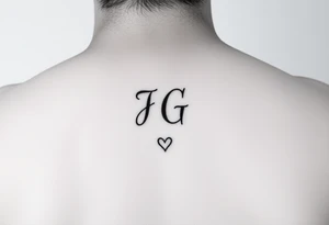 intials JG with a small heart at the bottom on the hips tattoo idea